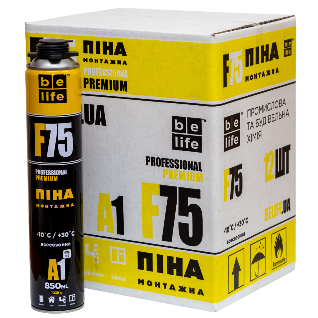 Ящик 12шт/850мл професійної монтажної піни Belife PRO-F75 • купити